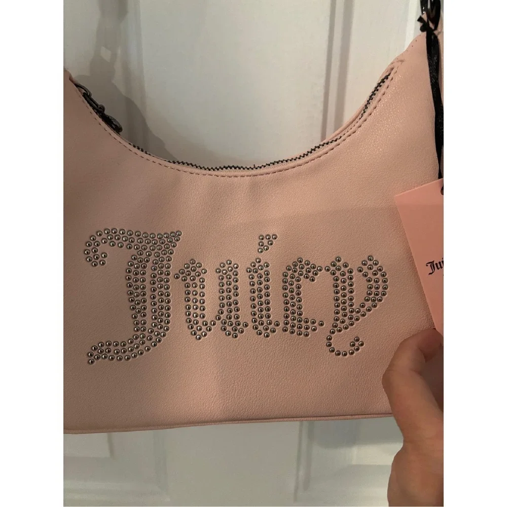 Juicy Couture Y2K Shoulder Bag Obsession Rhinestone Logo Purse‎ Handbag Pink - Picture 2 of 5